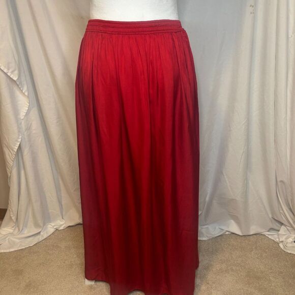 J. Crew Red Sideslit Ruffle Featherweight Low Rise Maxi Skirt Womens - Picture 5 of 6